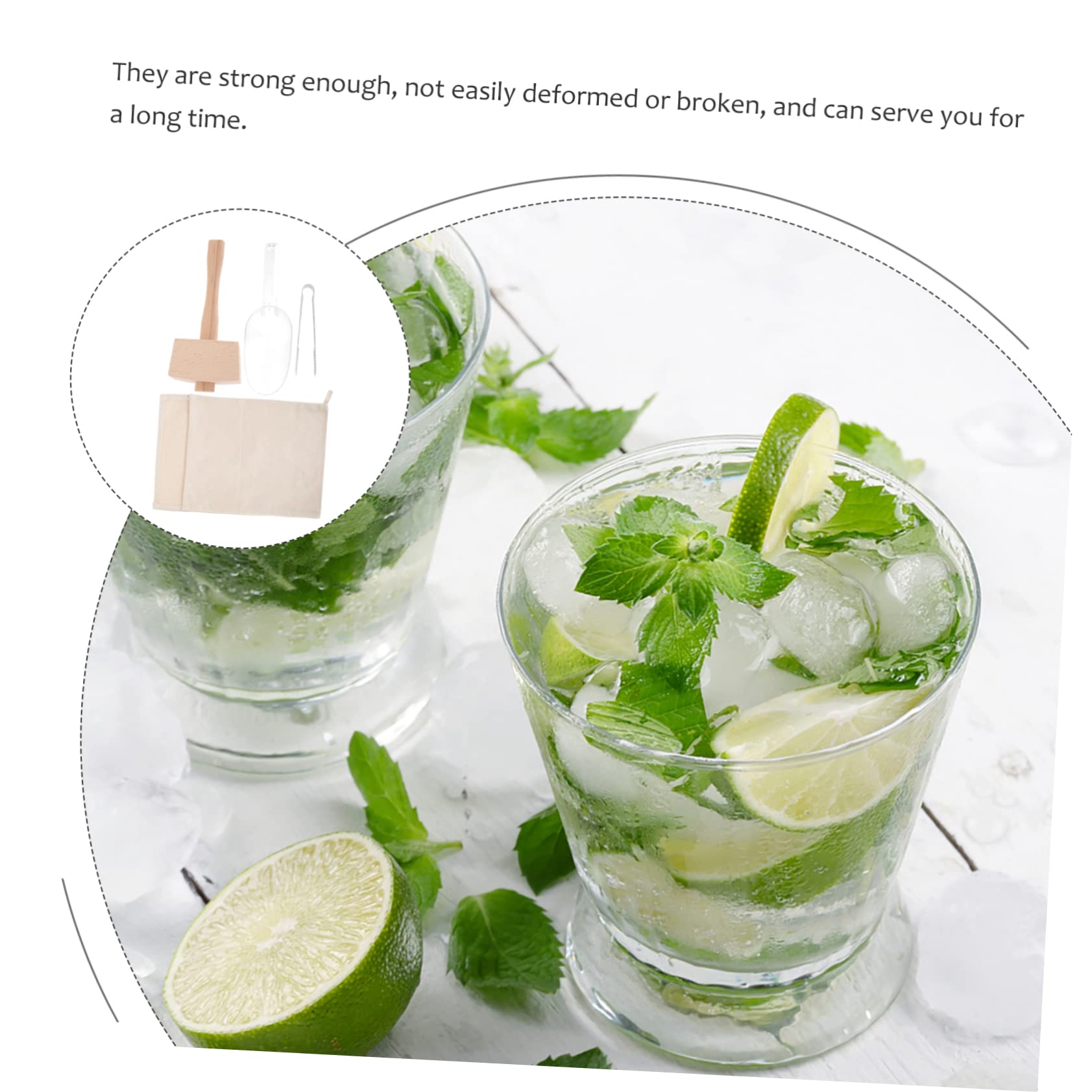 IMIKEYA Juego de Bolsas de Hielo Resistentes Martillo de Madera Picado y Pala Plegable para Bar y Accesorios Cocina Hogar