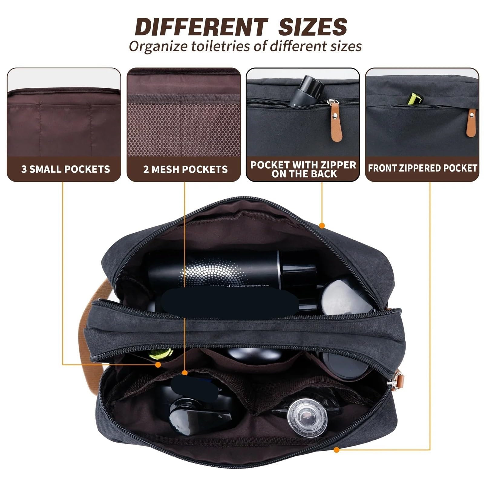 Neceser Bolsa de artículos de tocador for hombre, bolsa de viaje impermeable con asa for artículos de tocador, bolsa de afeitar for accesorios de artículos de tocador for viajes de negocios Para Hombr