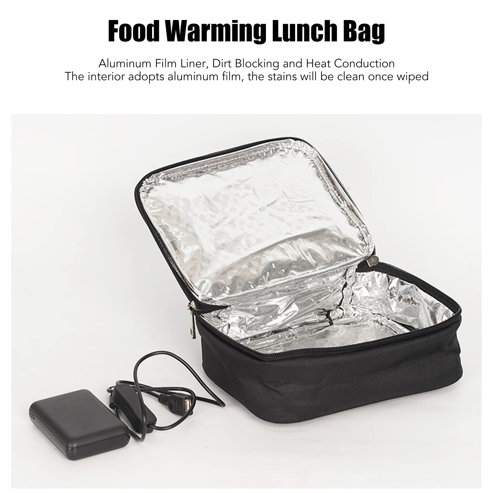 Portable Oven, Mini USB Food Warmer, Microwave Heated Lunch Box for Reheating Meals at Car, Truck, Travel, Camping, Office Work 5V 2A, Auto Thermal Oxford Fabric