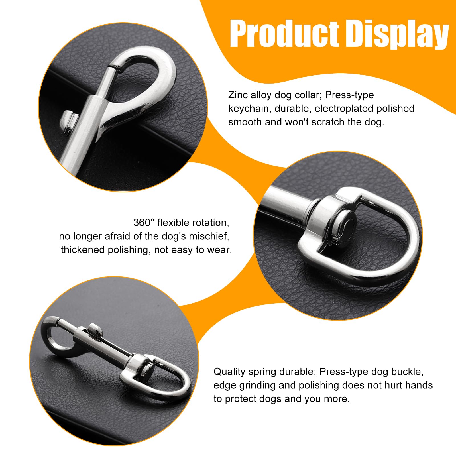Swivel Snap Hooks, Heavy Duty Dog Lead Clip Clasp 360° Swivel Joints Trigger Clips - Image 3