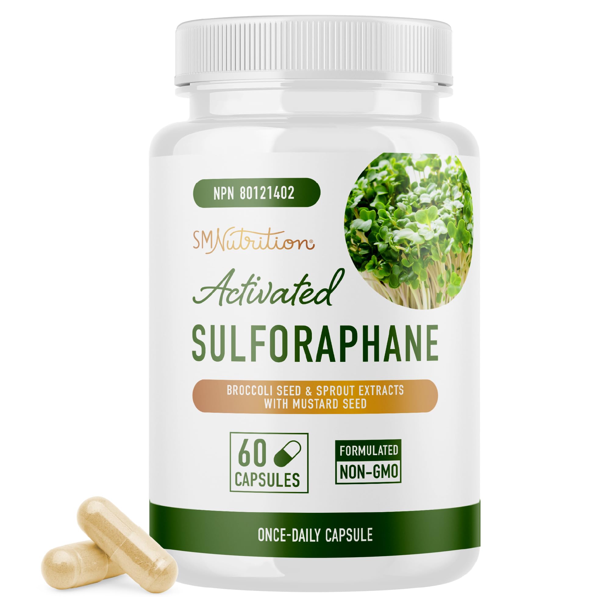 Sulforaphane Supplement from Broccoli Sprouts | 405mg Complex | NRF2 Activation With Glucoraphanin, Broccoli Seed Extract, & Mustard Seed | Supports Cellular Health with Antioxidants | 60 Capsules
