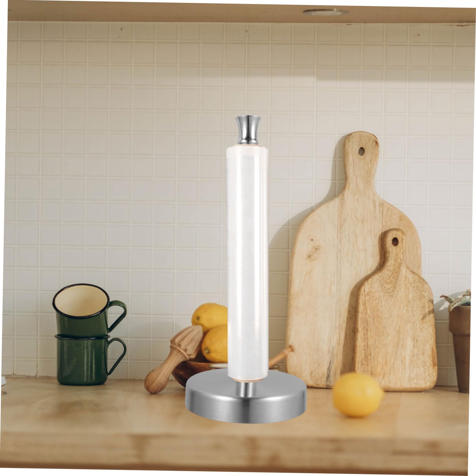 Portarotolo da Cucina in Acciaio Inox 2 Pezzi per Piano | Argento, per Pellicola e Sacchetti, Design Verticale Salvaspazio, Accesso Comodo Sul Banco