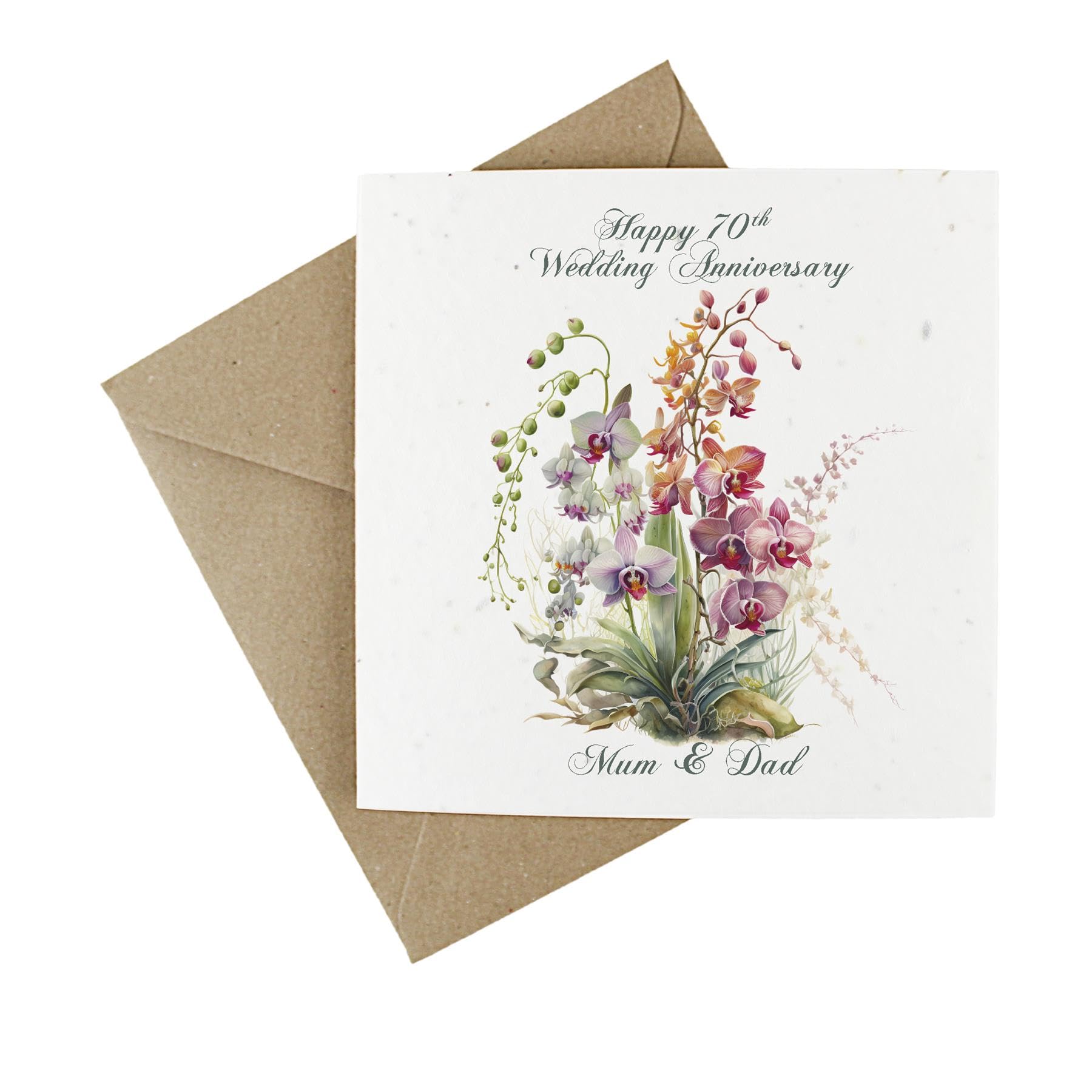 Plantable Floral Parents Anniversary Milestone Card, Eco-Friendly Wildflower Seeded Greeting Card