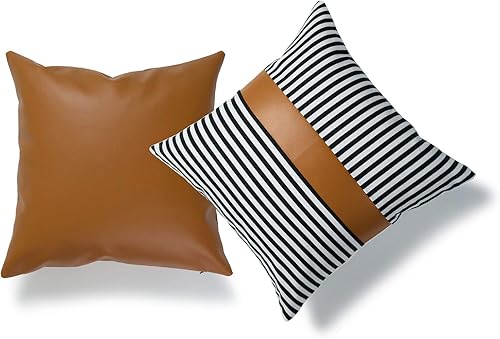 Miniatura 34 de Hofdeco Juego de 2 fundas de almohada decorativas neutras con borlas marroquíes, rayas beige y gris, 18 x 18 pulgadas Rayas Beige Gris,Puntos