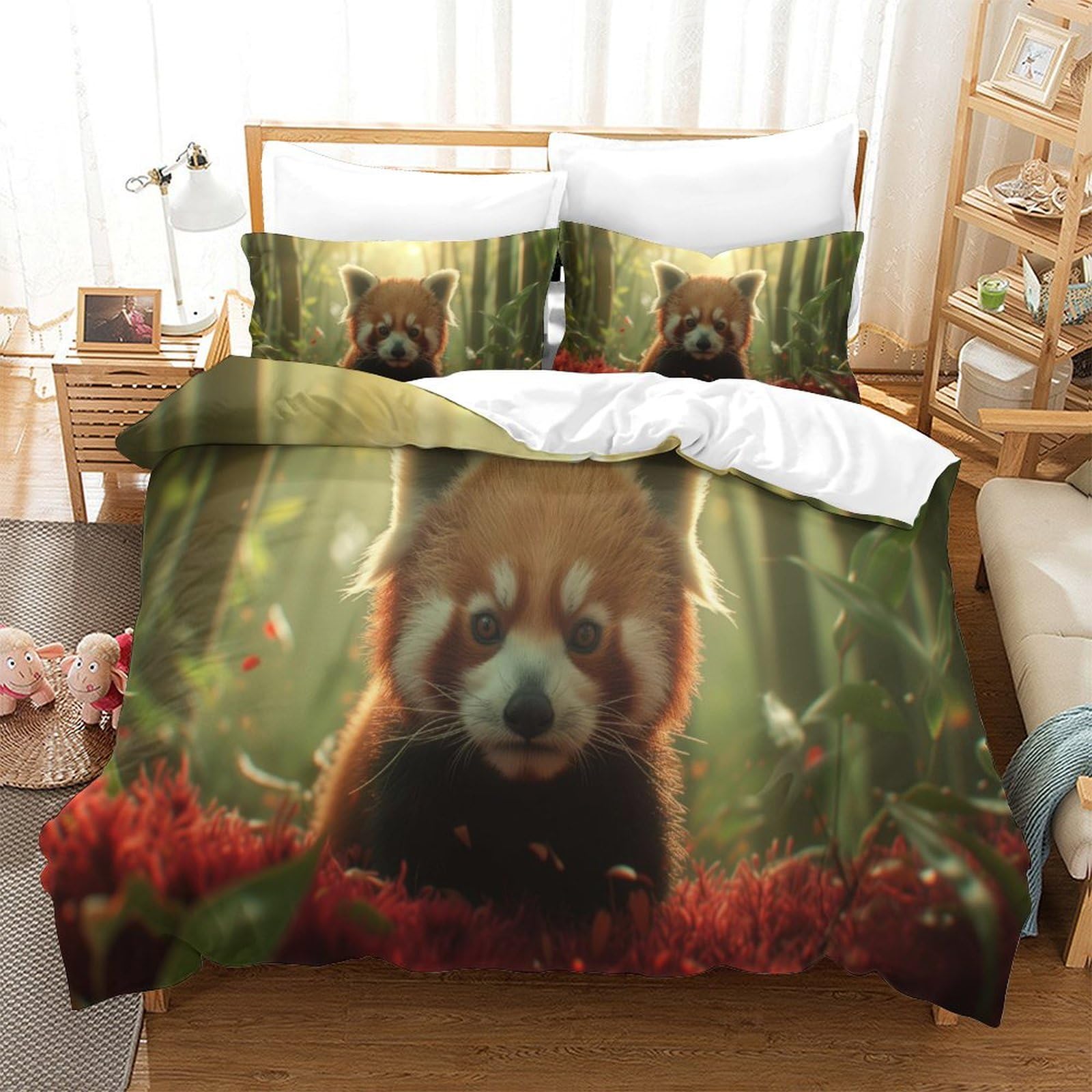 P1S9U7W5Y 3D Printed Forest Fox Duvet Cover Set 3pcs Microfiber Animal Bedding Set Double（200x200cm）