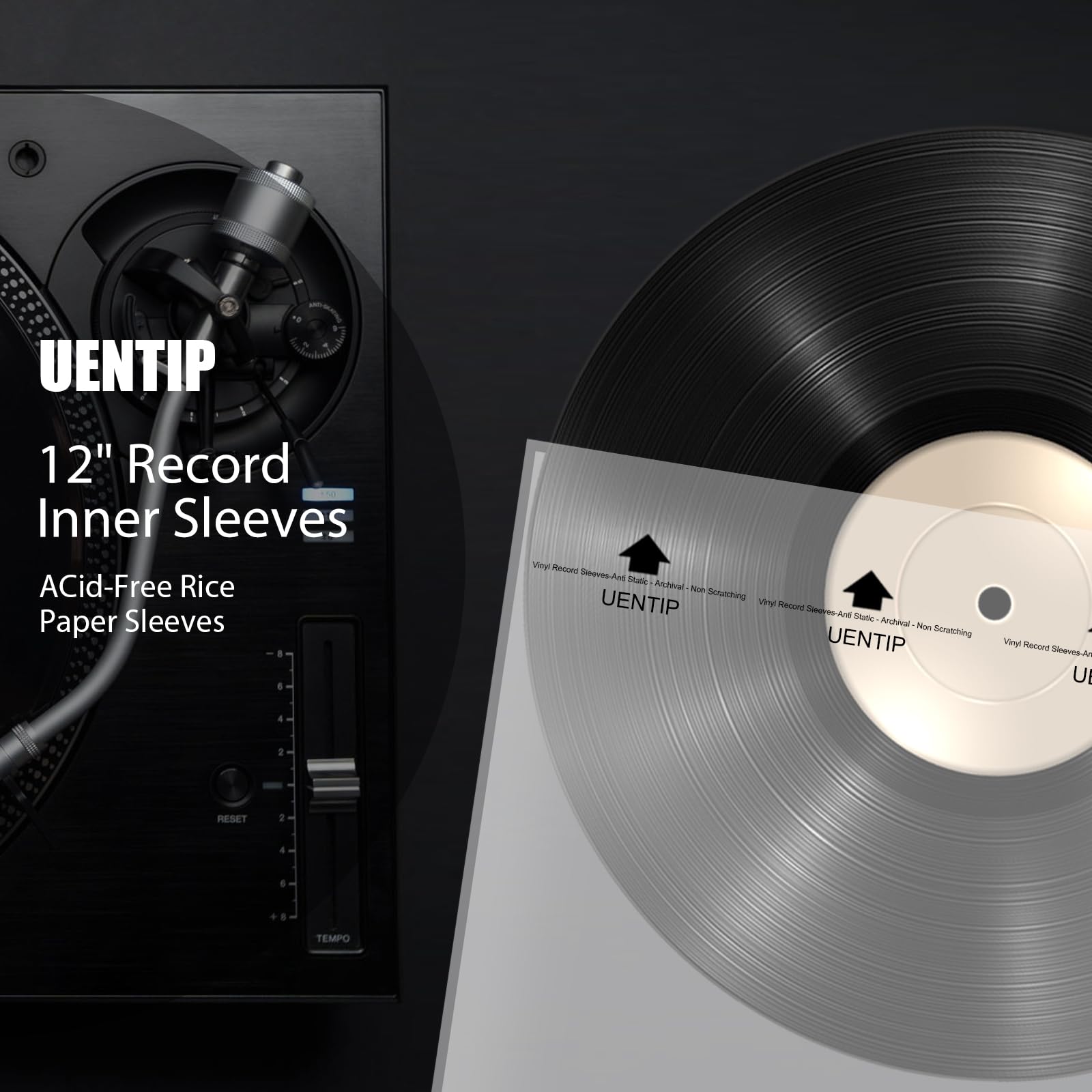 100 custodie per dischi in vinile, adatte per LP singoli, doppi e apribili da 30,5 cm, per proteggere la tua collezione di dischi (custodie interne-quadrate)