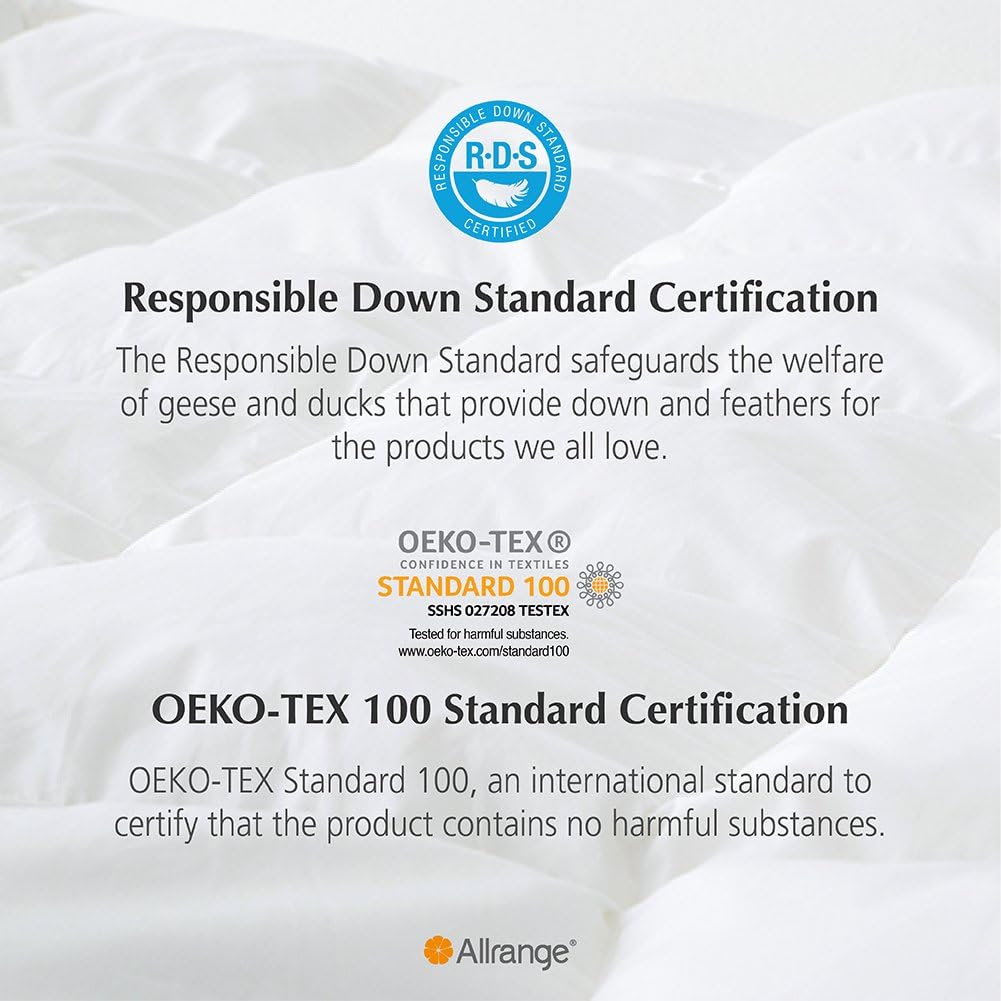 ALLRANGE Clean & Safe Feather and Down Comforter Duvet, Down Proof Cotton Fabric, Medium Warmth, Year Round, Machine Washable, Easy Care, Durable,King Size