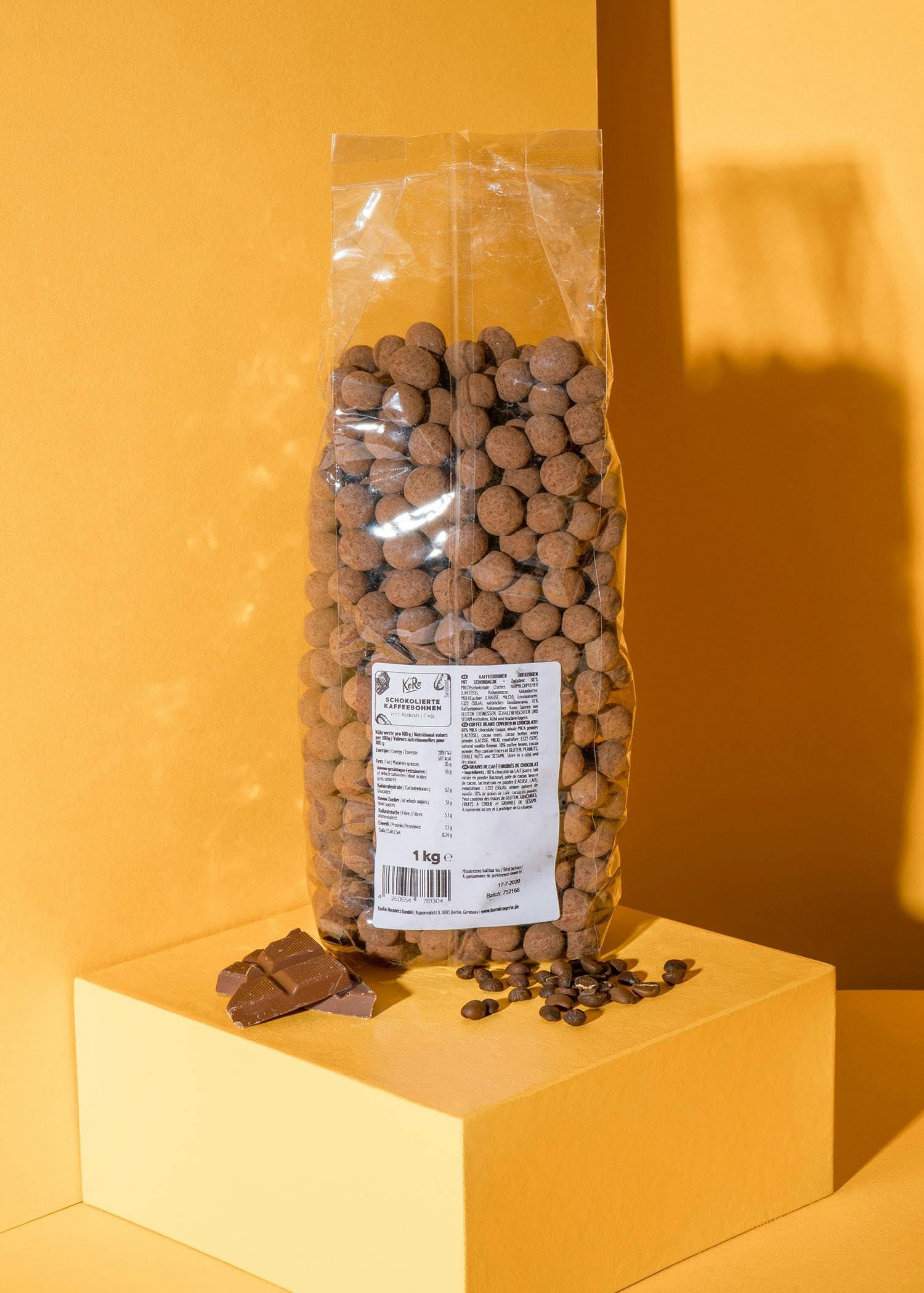 KoRo - Grains de café au chocolat 1 kg - Snack vegan idéal au goût intense de café et enrobé de chocolat.