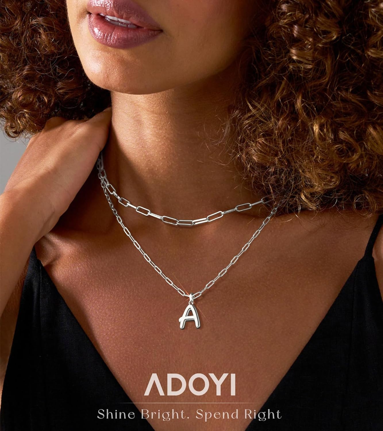 adoyi Gold Necklace for Women Layered Bubble Heart Letter Initial Necklaces