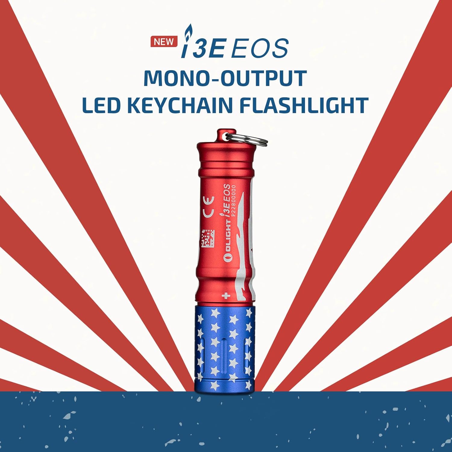 OLIGHT i3E EOS PMMA TIR Lens AAA EDC Flashlight 90 Lumens Compact Keychain Flash Light for Night, Camping (Stars & Stripes Edition) - Image 2