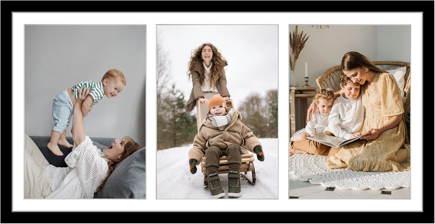 EYMPEU 5x7 Three Opening Picture Frmae with mat or 8x16