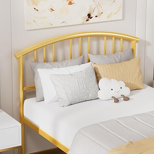 Miniatura 57 de VECELO Base de cama de tamaño individual con cabecera y estribo, base de colchón de plataforma metálica, listones de acero resistente, no necesita