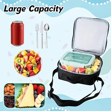 Lunch Bag Kids, Reusable Insulated Cooler Boys Lunch Box, Large Capacity Waterproof Packed Lunch Bag for School Office Picnic Travel Beach