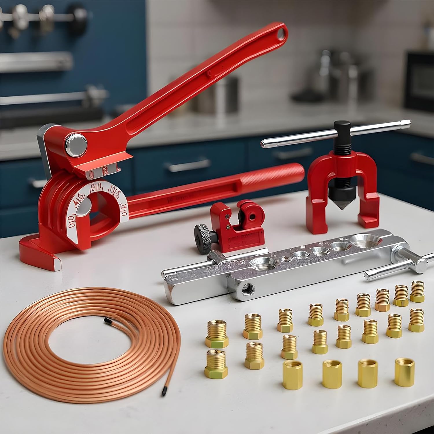 フレアツール,銅管 カッティング セット - 4.76mm ブレーキパイプ用 フレアリングツール トレーラー 自動車修理 バイク H