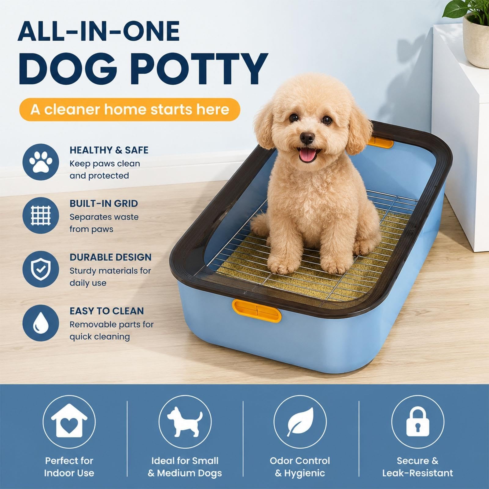 Hundetoilette mit Hohen Wänden und Klappbarem Halter