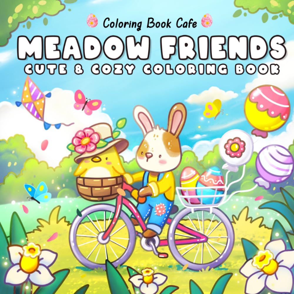 Meadow Friends: Cute & Cozy Coloring Book for Adults & Teens: Whimsical Animal Friends & Relaxing Scenes for Stress Relief
