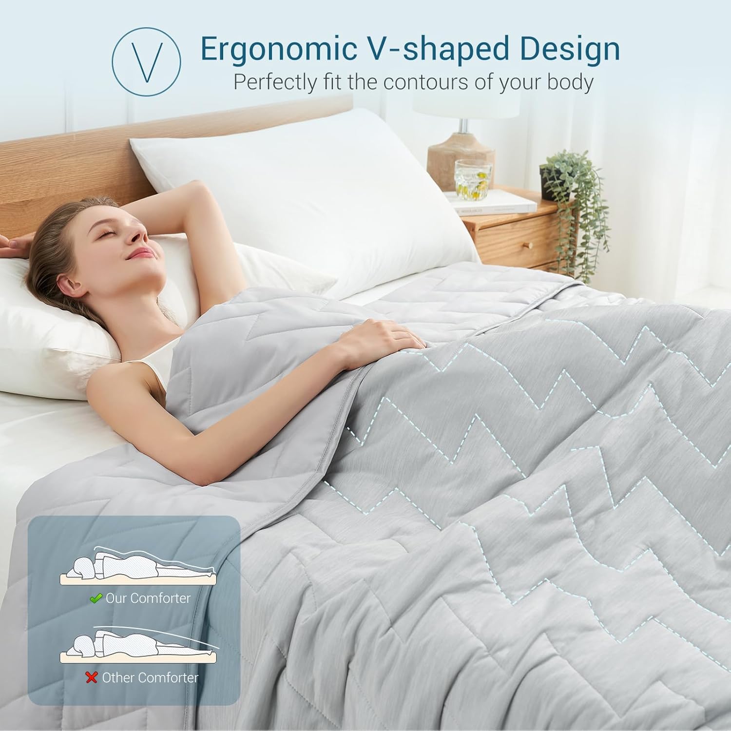 Elegear Revolutionary Cooling Comforter Queen, Japanese Q-Max>0.5 Arc-Chill Cooling Comforter Blanket for Hot Sleepers, Summer V-shaped Precision Lightweight Ice Cold Blanket for Night Sweats Sleeping - Image 4