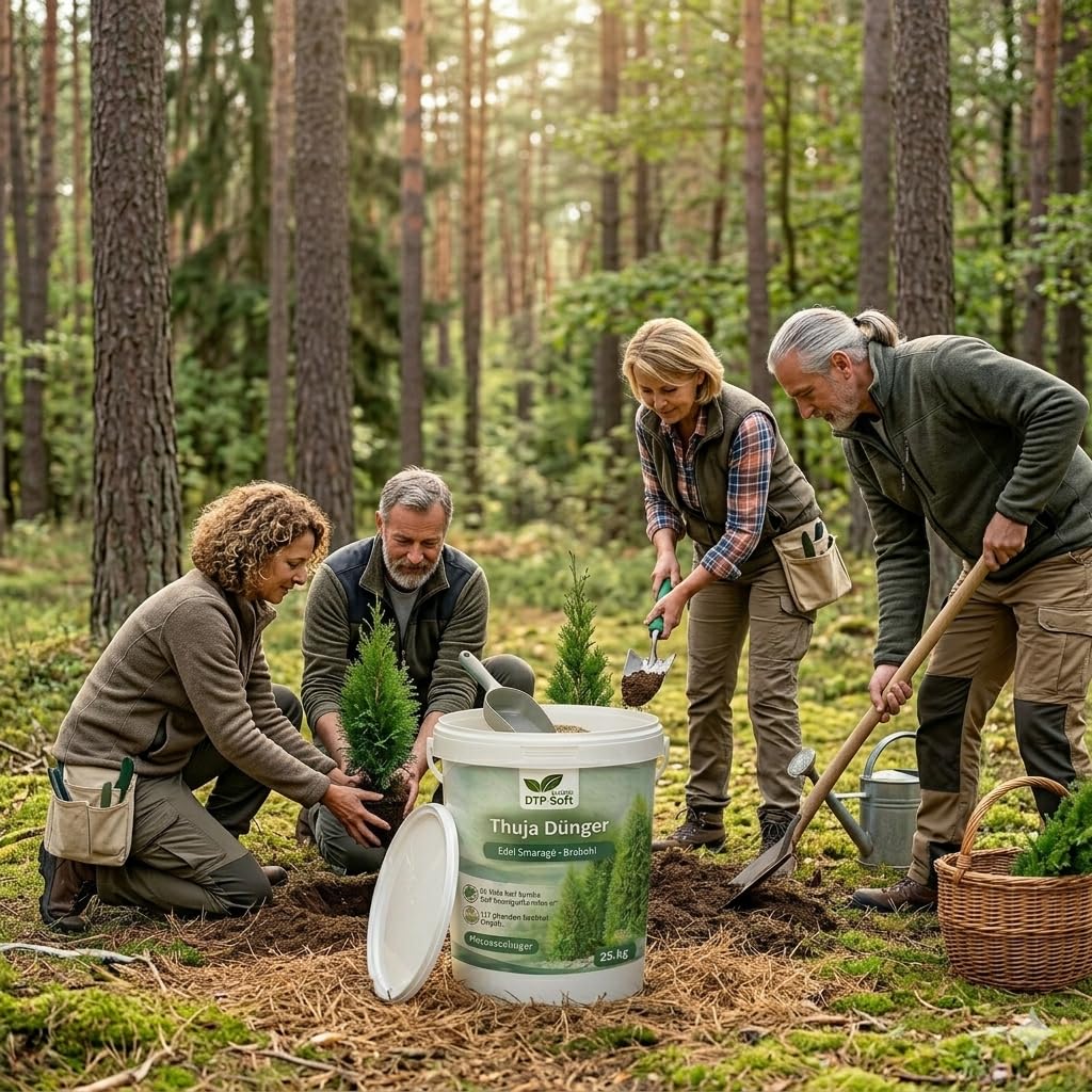 Thuja Dünger 10kg Eimer Koniferendünger - Lebensbaum Spezialdünger für Thuja Smaragd, Thuja Brabant und Thuja Edel - Heckendünger für dichte, kräftige und sattgrüne Hecken - für Garten, Zierpflanzen