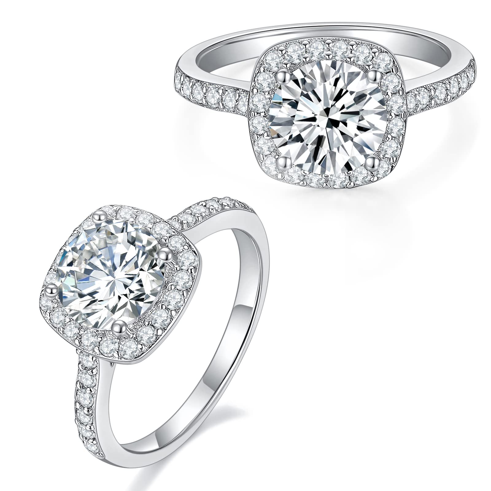 CARSINEL Moissanite Engagement Ring Solitare with Sterling Silver Shank for Women Brilliant Round Cut Stone VVS Created for Proposal Engagement Wedding