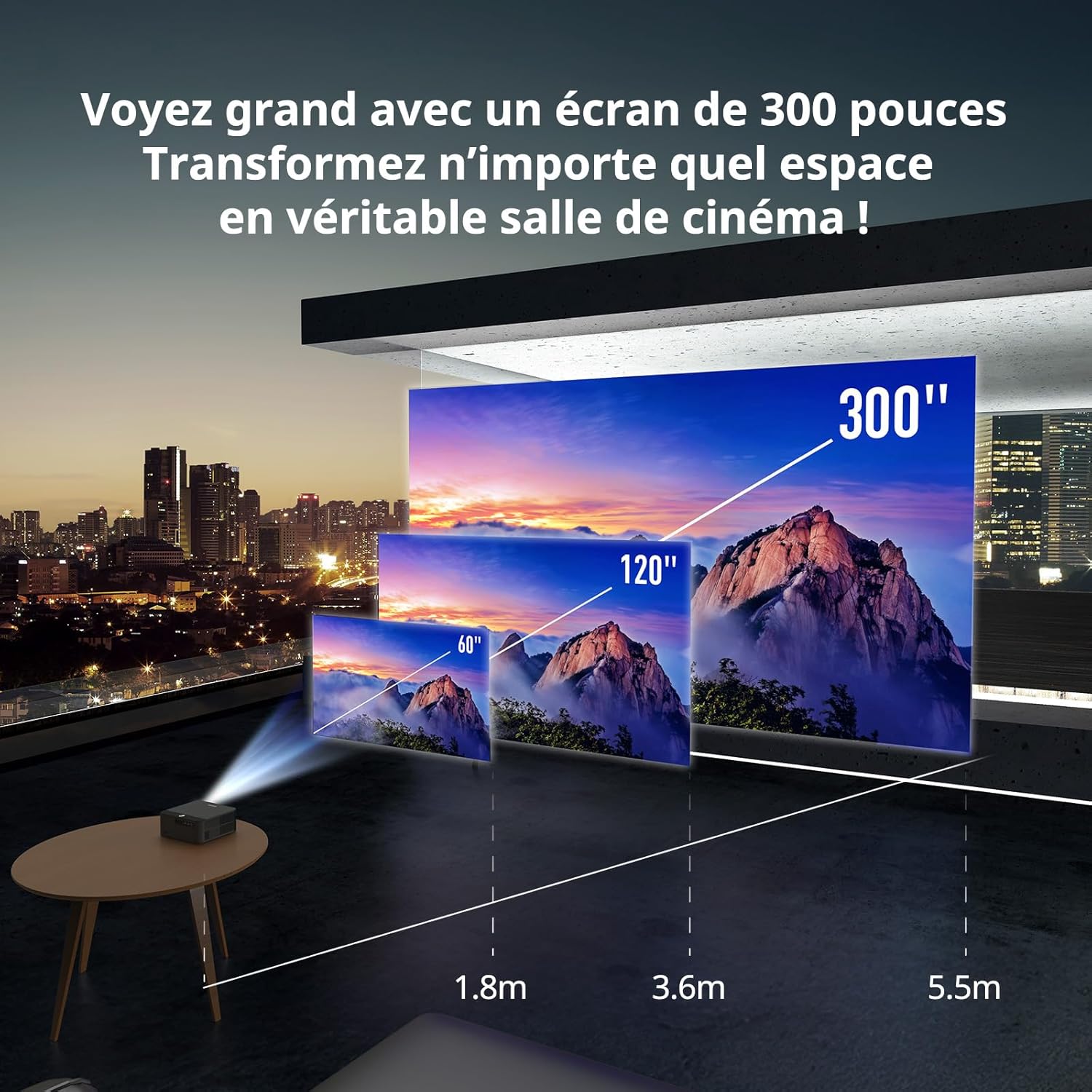 WEWATCH WP01 Projection Distance and Screen Size