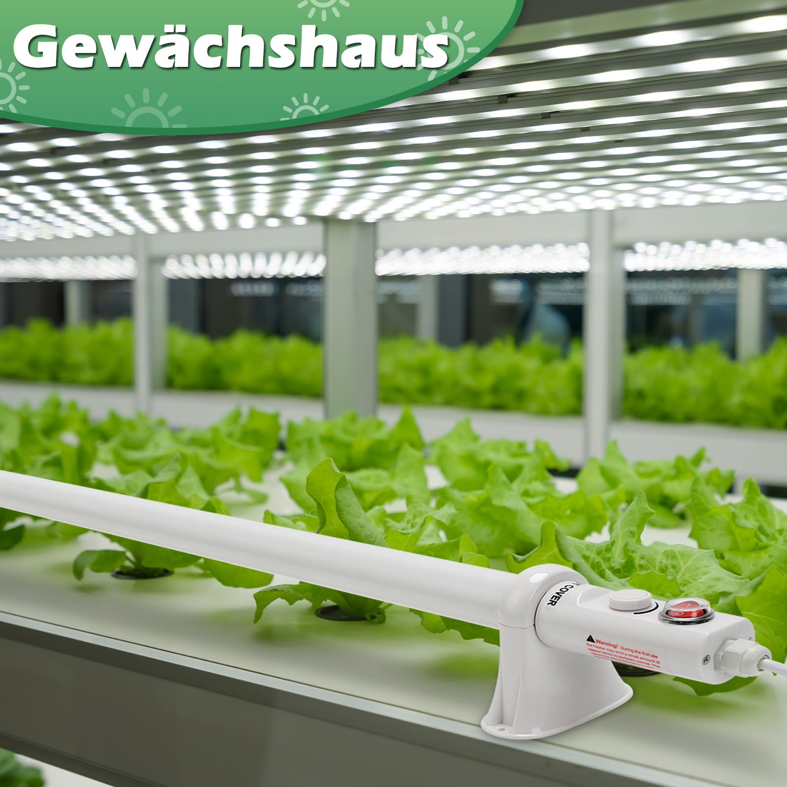 Gewächshausheizung, 90W Gewächshausheizung 70cm Gewächshaus Heizung für Pflanzen Gartenhaus Gewächshäuser