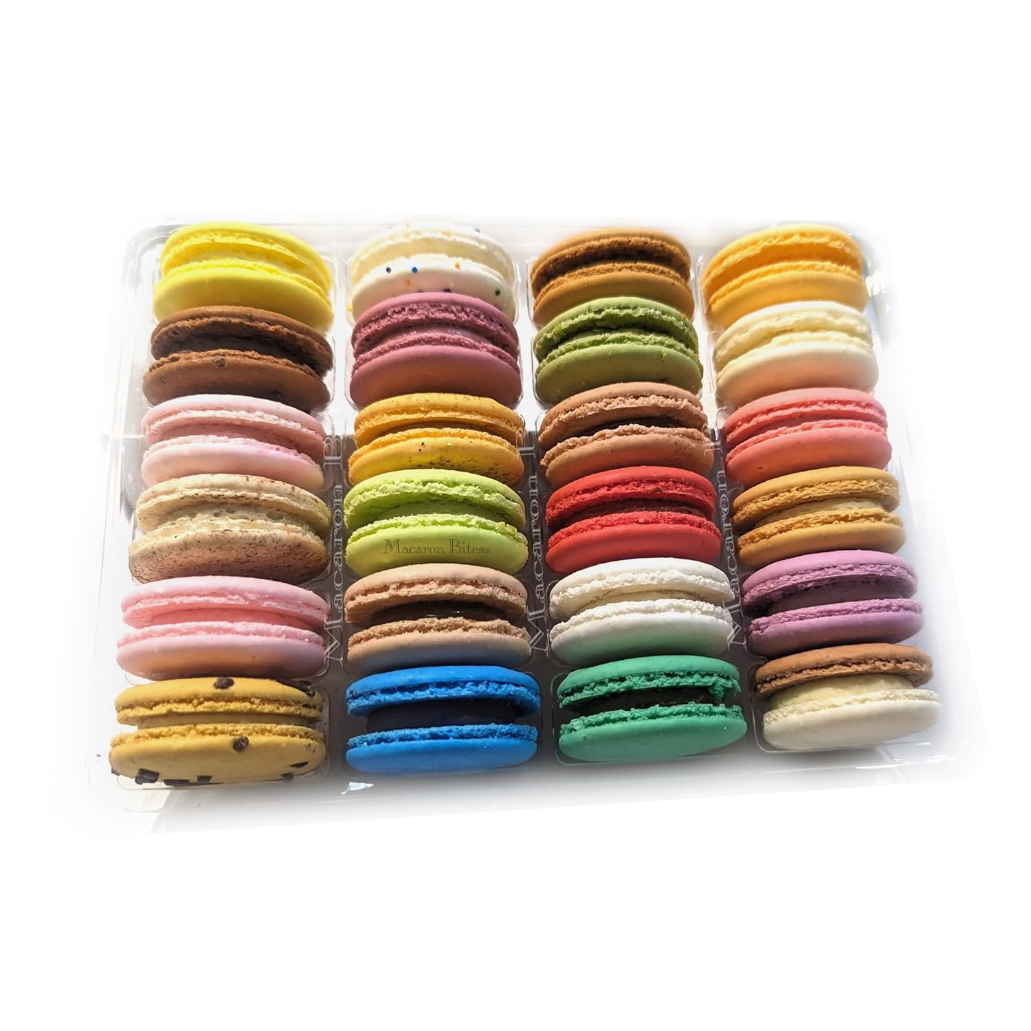 24 Assorted French Macaron Cookies Gift Box with various colorful macarons