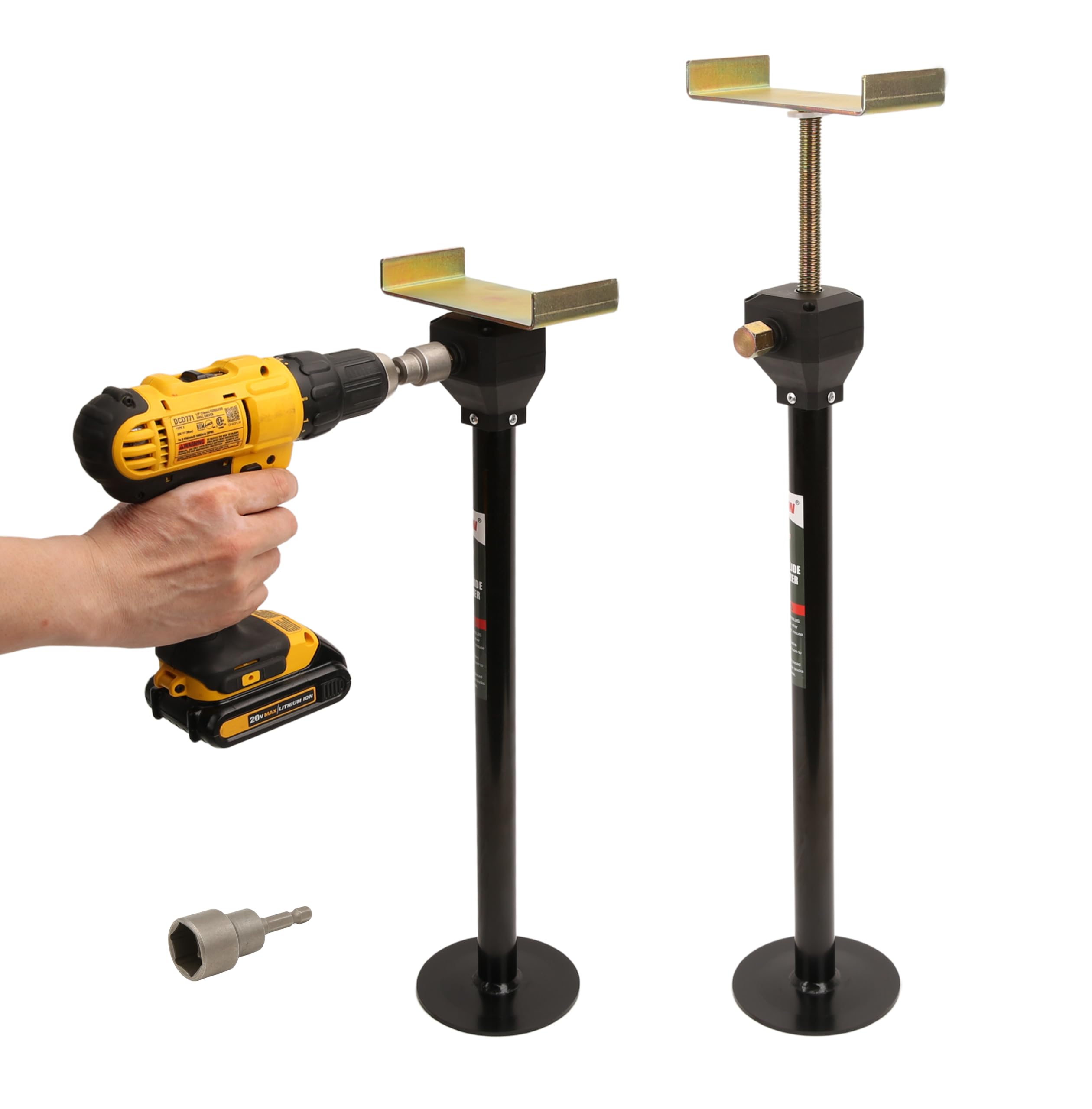 PEAKTOW Heavy-Duty Quick Lift 21” – 37” Adjustable 5000lbs RV Slide-Out Stabilizer Support Jacks 2PK, PTJ0618