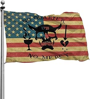 EVISUK American Blackbeard No Quarter 1718 Pirate Skull USA Flag 4x6ft Standard Flag Outdoor Uv-Proof Polyester Family Hom...