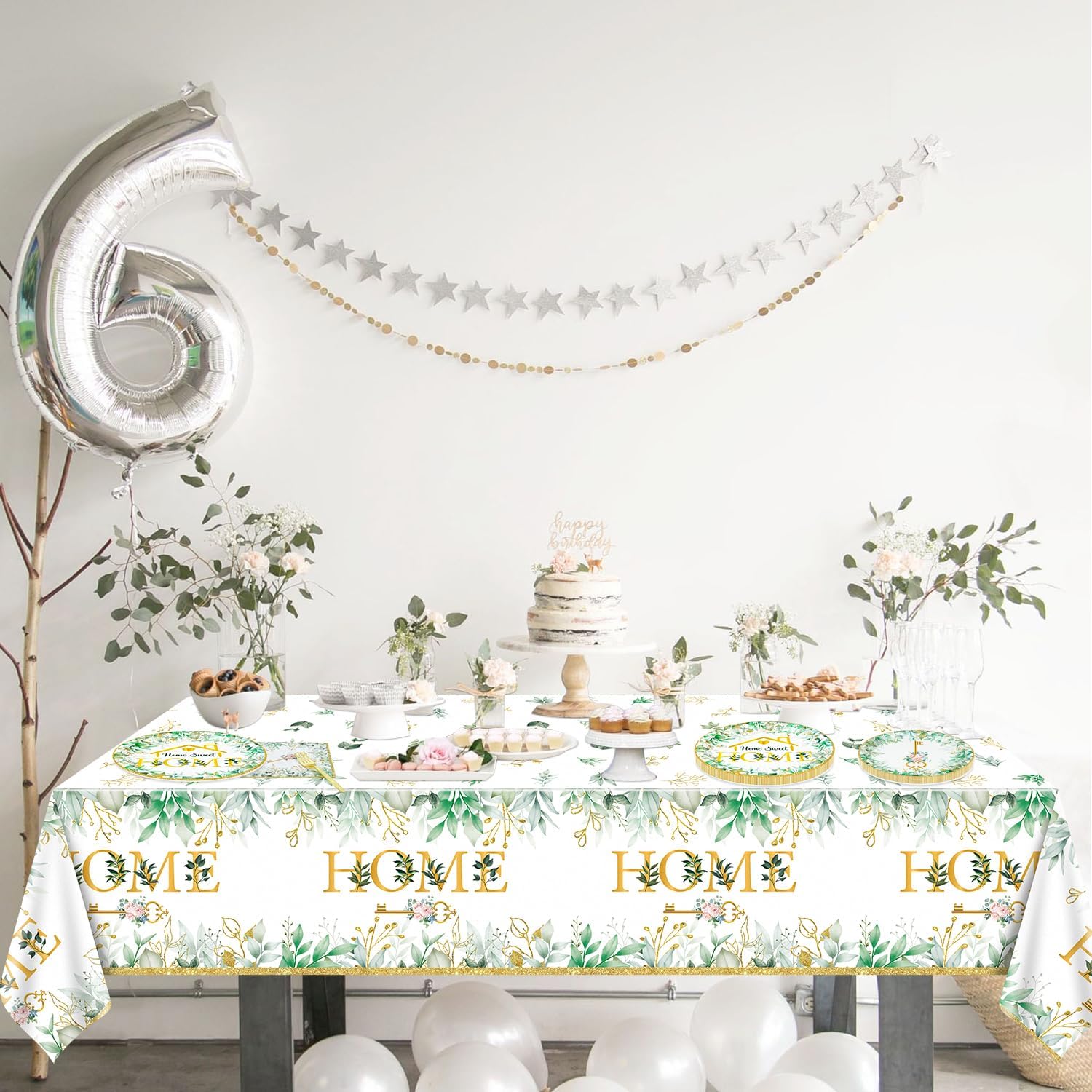 Housewarming Party Decorations - 162pcs Home Sweet Home Party Tableware Set, House Warming Tablecloth, Housewarming Key Plates and Napkins for Welcome Home New Home Wedding Decoration, Serve 40