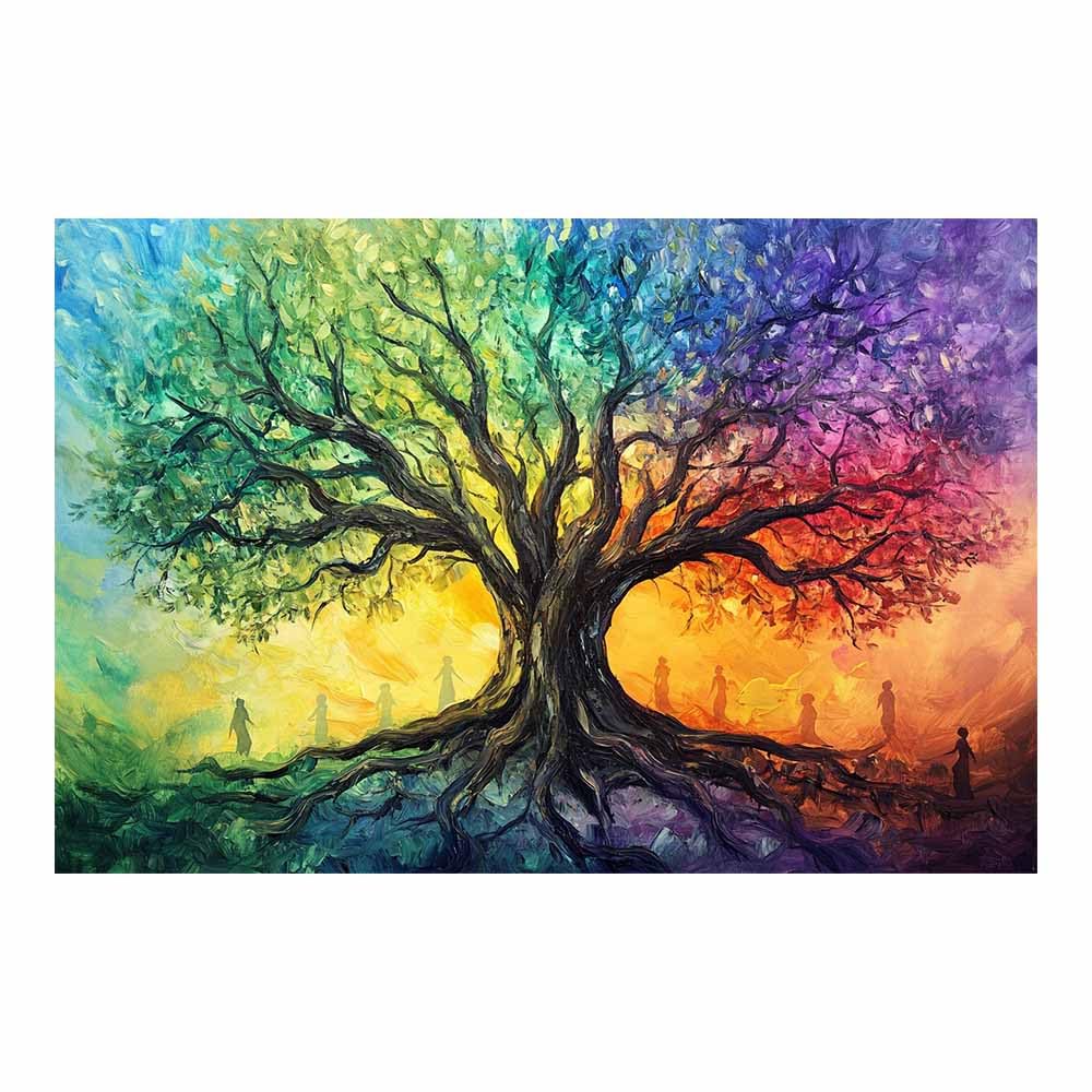 ZAMAEIU Tree of life wall art Clustered tree abstract canvas wall, For Bathroom, Living Room, Bedroom, Office.Gift for Home Decor(green)-80x120cm Unframed