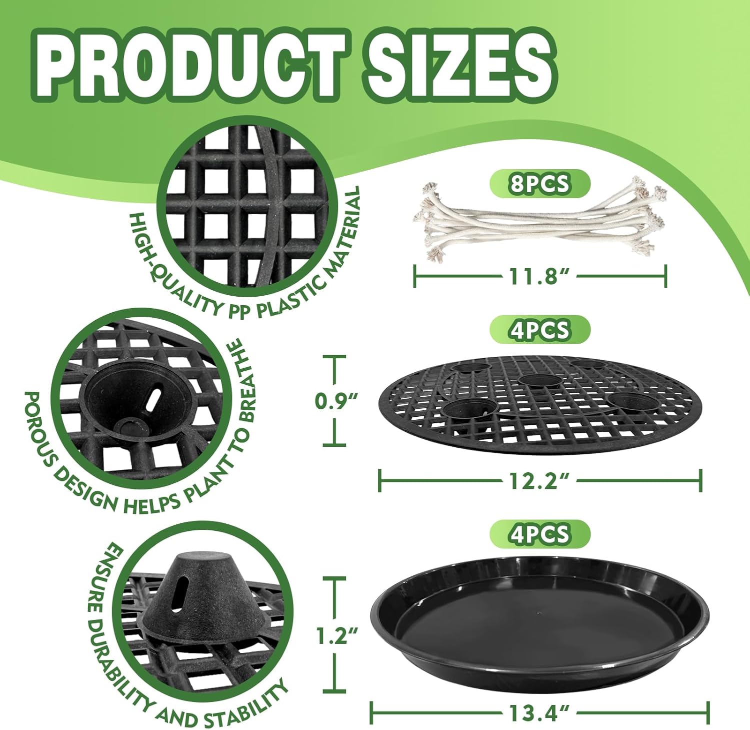 4 Pcs 14'' Self-Watering Pot Base, Auto-Irrigation System Plant Saucer Stand for 5 Gallon Fabric Pot, Auto Watering Plant Water Tray Self Watering System for Indoor Greenhouse Grow Tent Garden