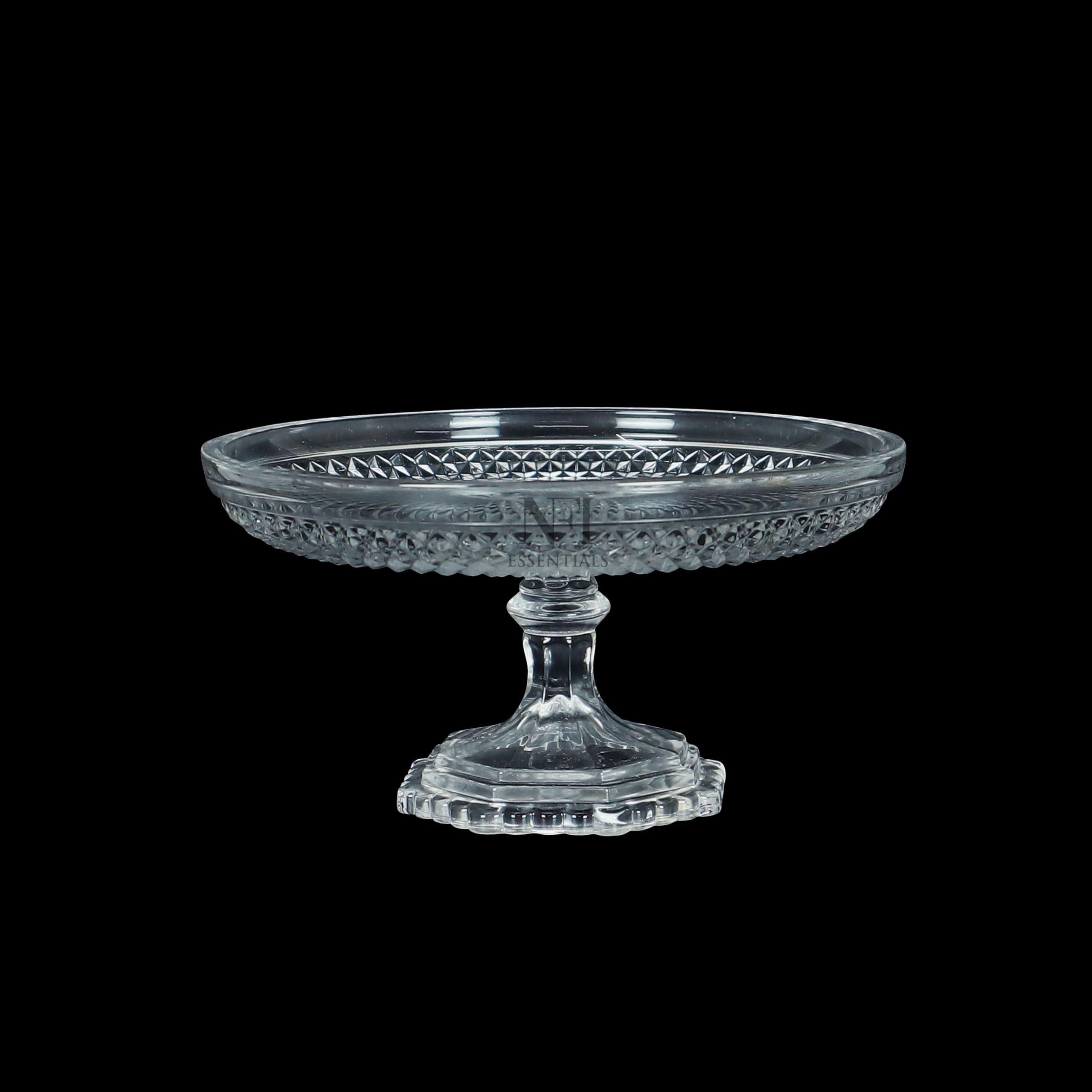 NFI essentials Crystal Clear Dessert Pedestal Stand Vintage Style Cake Plate Diamond Pattern Serving Platter Cakes, Pastries & Desserts Display for Parties, Weddings, and Gift — Amazon image 3