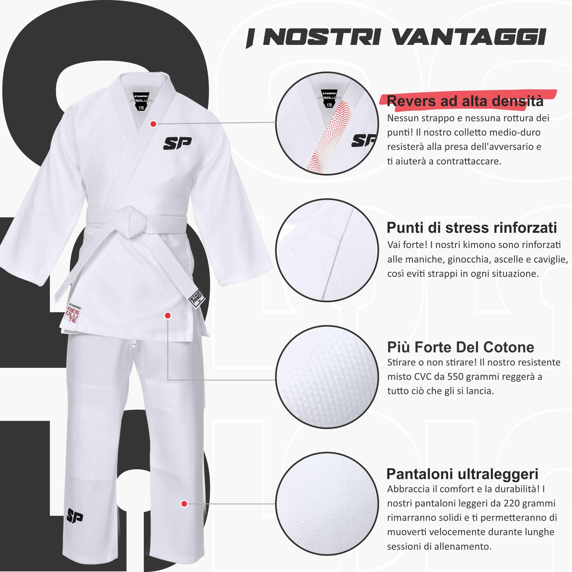 Starpro Judo Single Weave Gi 550 Grammi Premium Cotton Blend Bianco Judogi Professionale per l'allenamento e la Competizione Uomini e Donne Taglie Multiple
