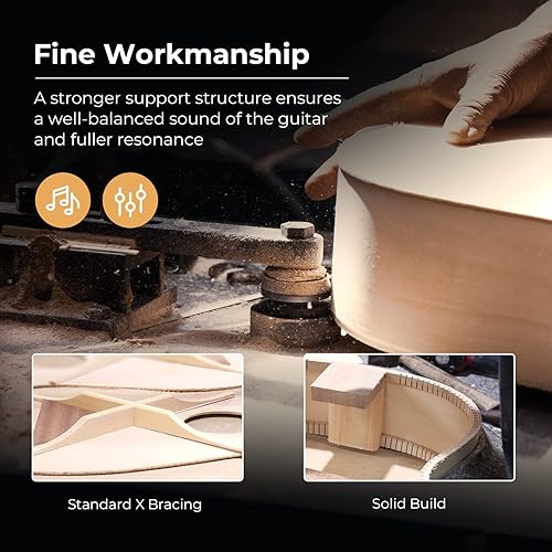 Miniatura 7 de Guitarra acústica, Cutaway Guitarra acústica tamaño completo Dreadnought Acustica Guitarra Bundle con bolsa de concierto para adultos, adolescentes,