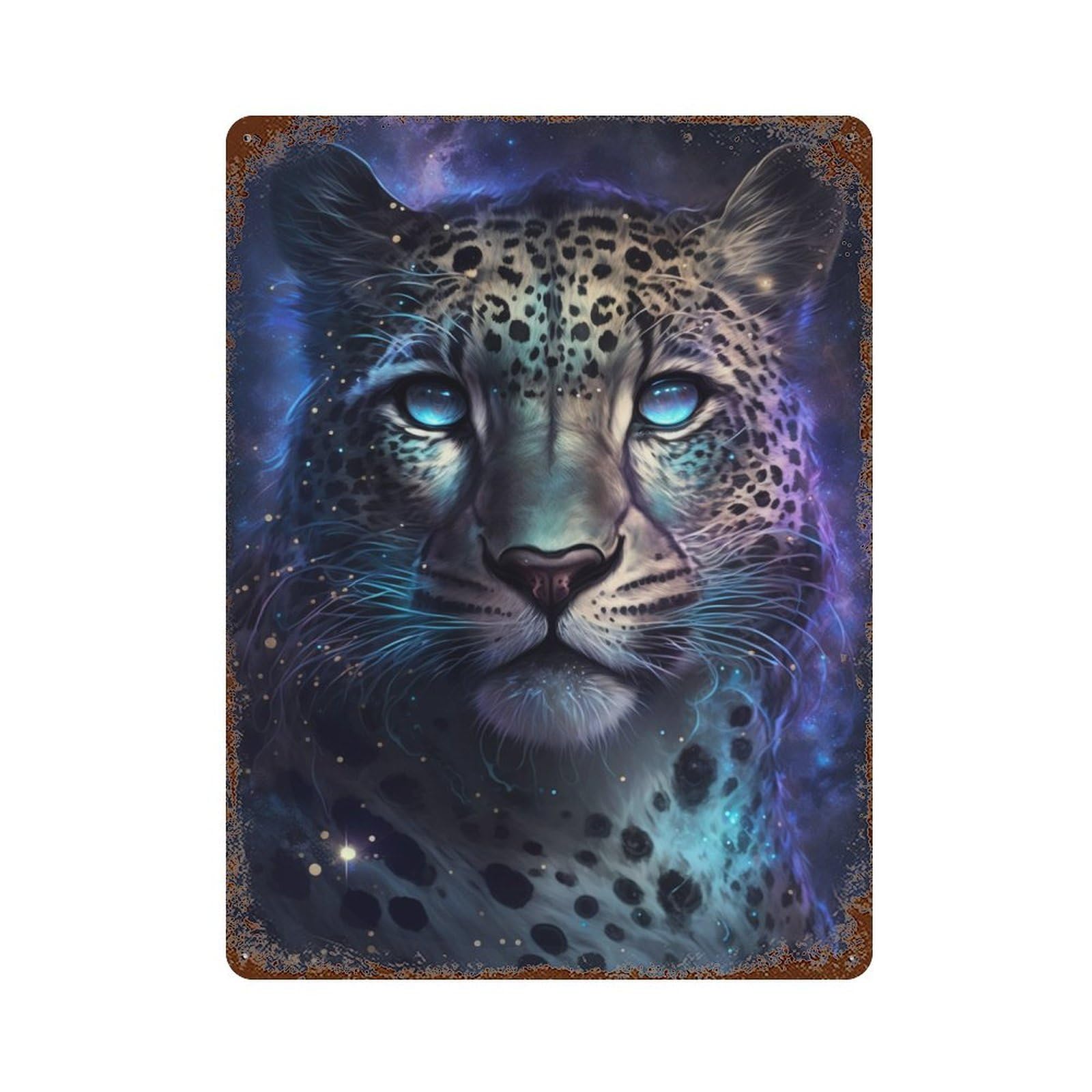 Garage Style Galactic Leopard Portrait-17 Decorative Tin Sign 15.7"x11.8", Novelty Wall Decor for Bar And Workshop