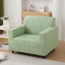 HOKIPO 200gsm Knitting Jacquard Sofa Cover 1 Seater Fully Covered, Pastel Green (NEW-5307-GRN)