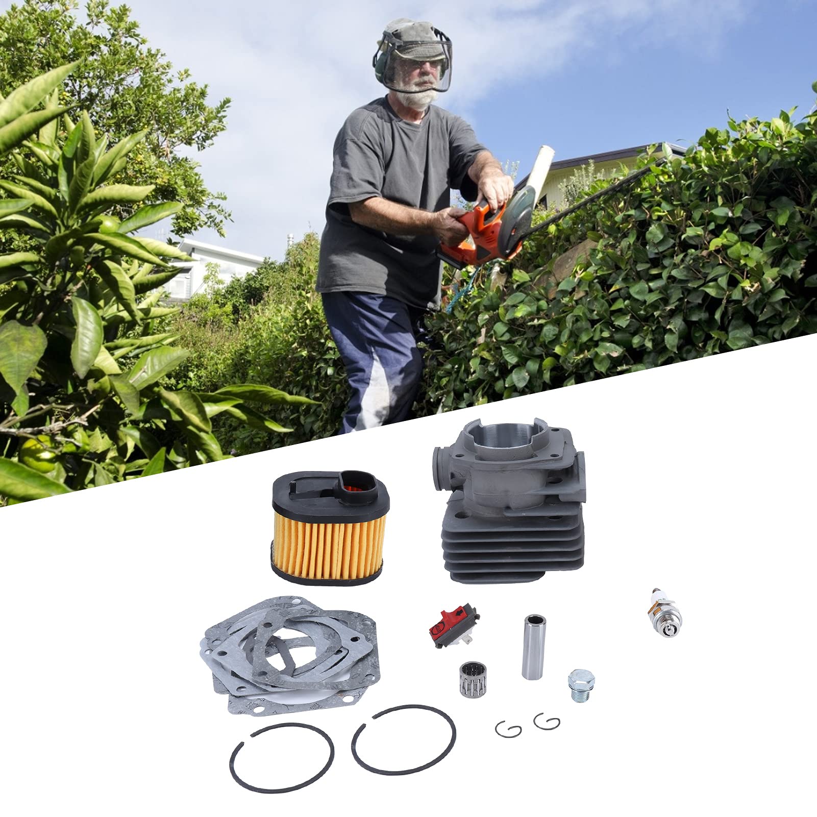 Aramox Zestaw Tłoka Cylindra, Cylinder Piły łańcuchowej ze Stopu Aluminium ze świecą zapłonową i Filtrem, Części Zamienne do 372 XP 362 365 371, dla Użytkowników Zajmujących się naprawą pił Ogrodowych