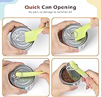 Vista 6 de Paquete de 8 tapas para latas, cubierta para lata de comida para mascotas y cucharas para mezclar alimentos Cuchara para alimentos enlatados, se