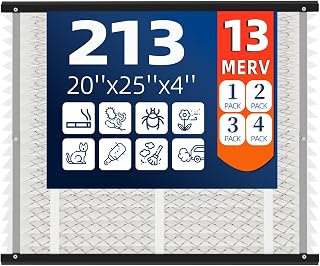 2 Pack 213 Replacement Air Filter, MERV 13,Actual Size: 20.47"x25.6"x3.94", Nominal Size: 20''x25''x4'', HVAC Furnace Filter, Compatible with AprilAire Models 1210, 1620, 2210, 2216, 3210, 4200