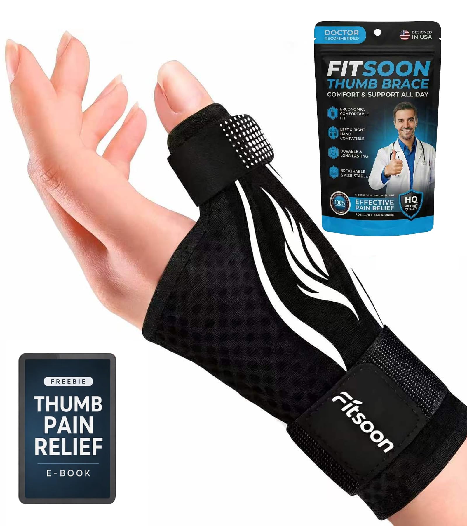 FITSOON Thumb Wrist Brace Spica Splint for Arthritis Support Relief