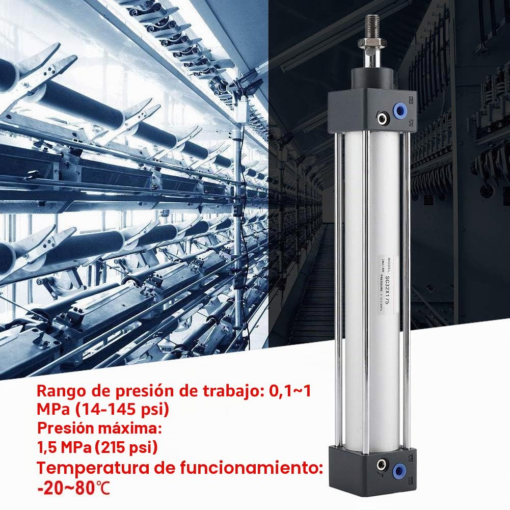 Vástago de pistón atornillado Cilindro neumático de aire Acción doble 32 mm Diámetro 175 mm Cilindro de aire