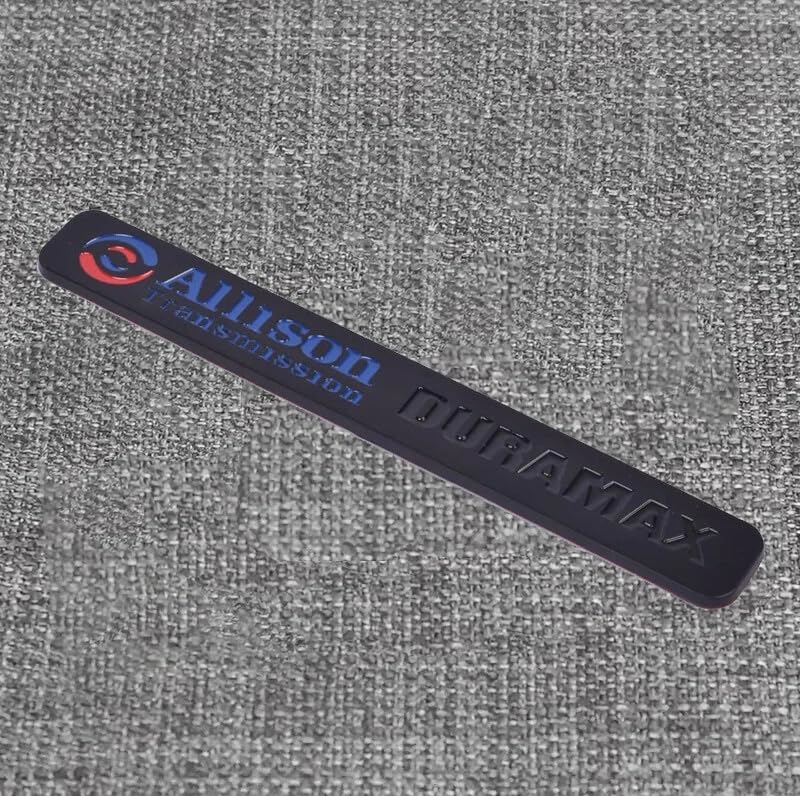 Image of 2Pcs Allison Transmission Emblems Hood 3D Nameplate Badge Letter Compatible with Silverado Dura-max (Black Blue)