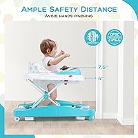 Vista 8 de BABY JOY Andador de bebé 6 en 1, andador plegable con ruedas, altura ajustable, música, luces, modo gorila y balancín, andadores de bebé para niños
