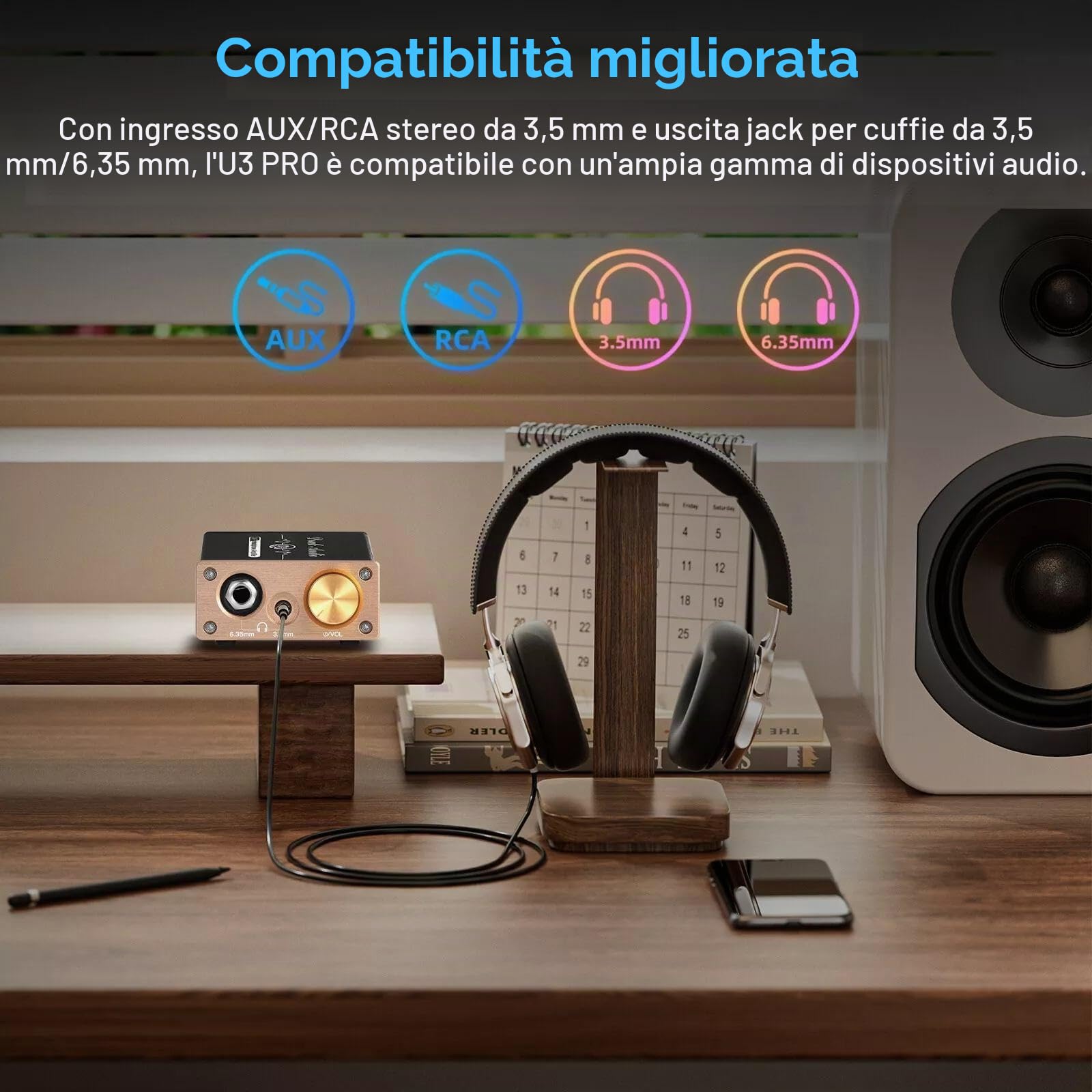 Douk Audio HiFi Mini Amplificatore per Cuffie Classe A Desktop Amp per Cuffie DC5V (U3PRO)