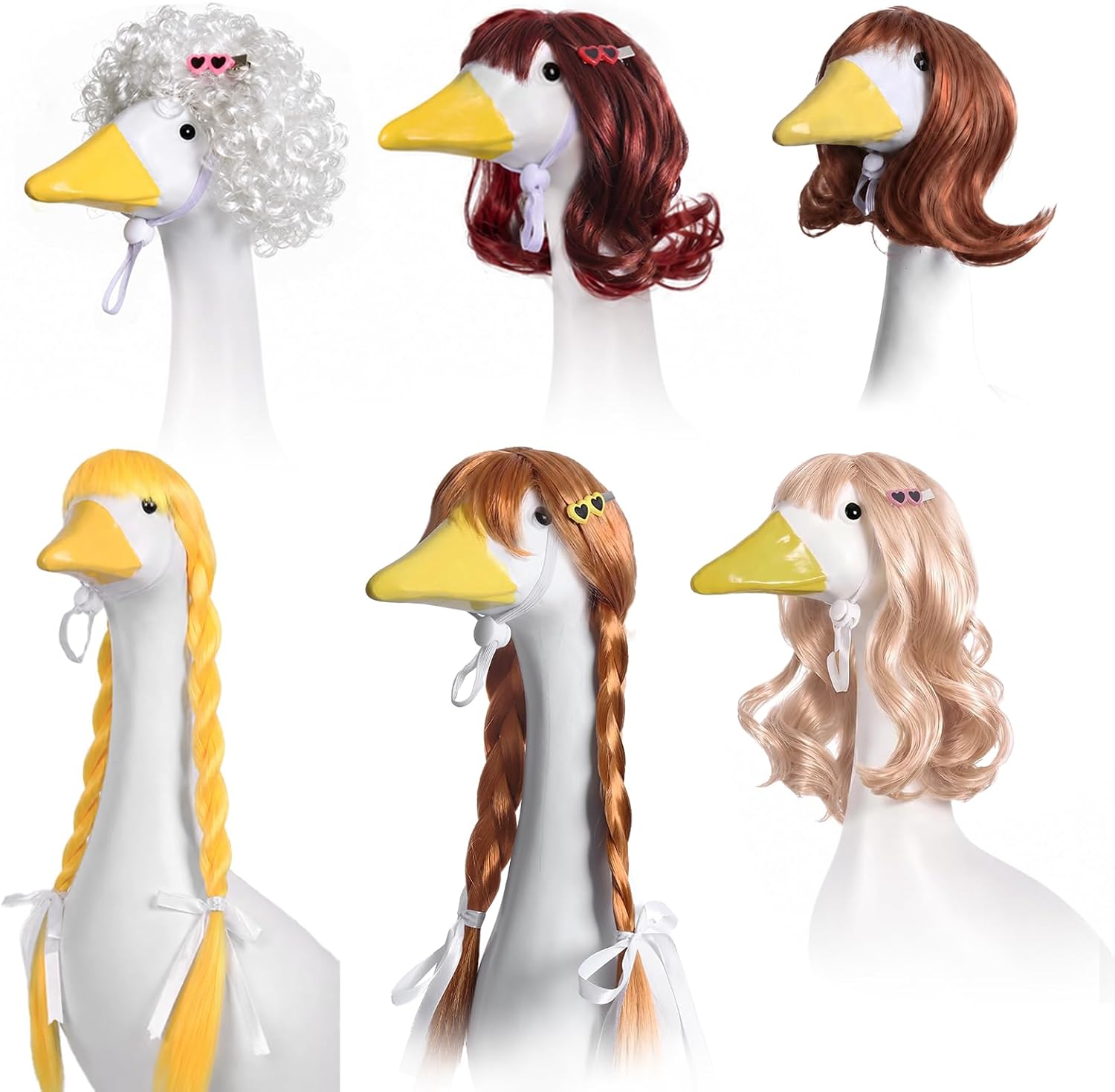 4Pcs Porch Goose Wigs Set Porch Goose Outfits Accessories for Outdoor Statue Accessories Garden Patio Yard Goosey Decoration (6pcs Set)