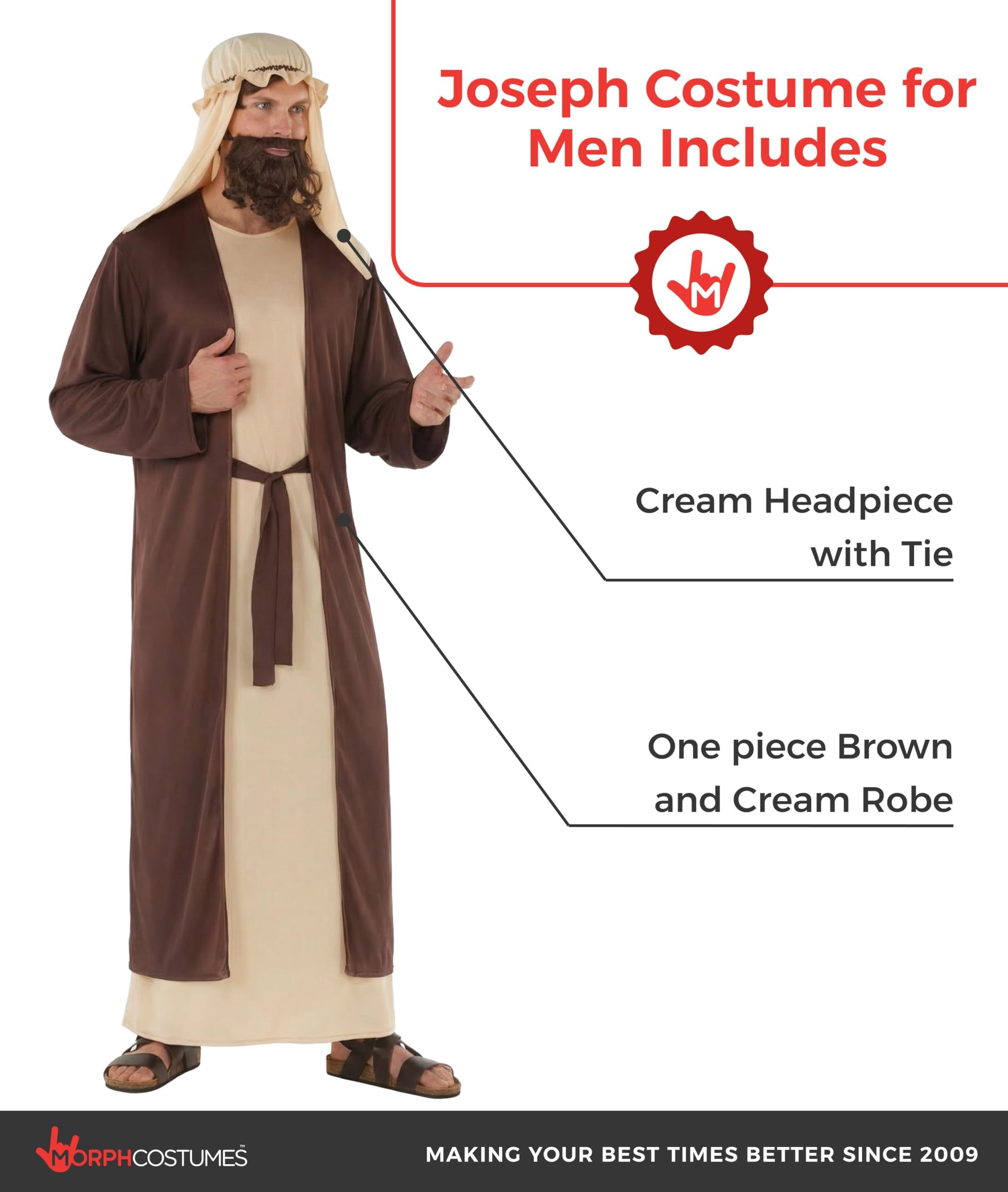 Morph Deguisement Berger Homme, Costume Biblique Halloween Homme
