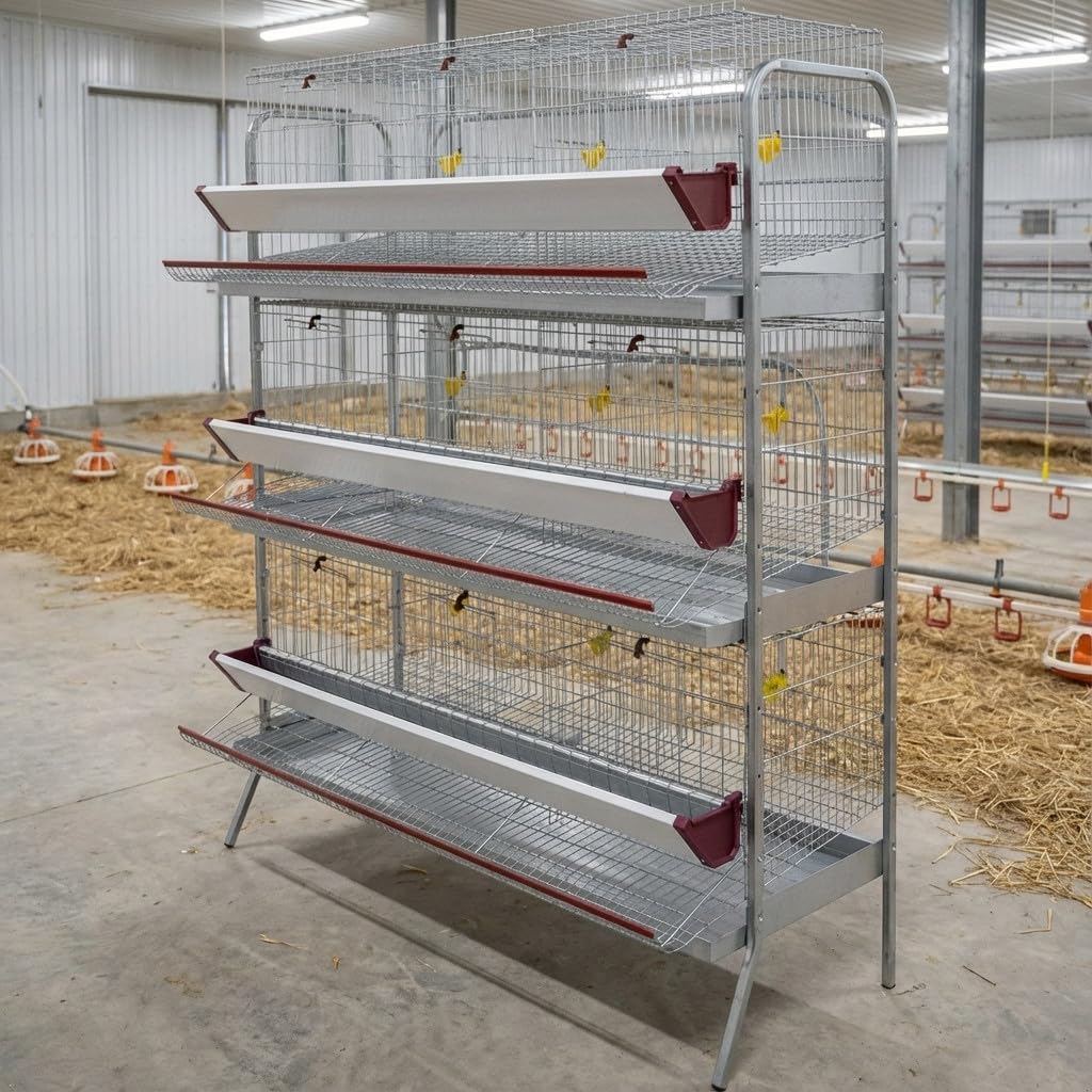 Suinga - Batteria GALLINAS PONTORI 9 reparti. Capacità 45 galline. Dimensioni: 154 x 70 x 185 cm. Include: protezione anti-spreco. Mangiatoia realizzata in lamiera laccata.