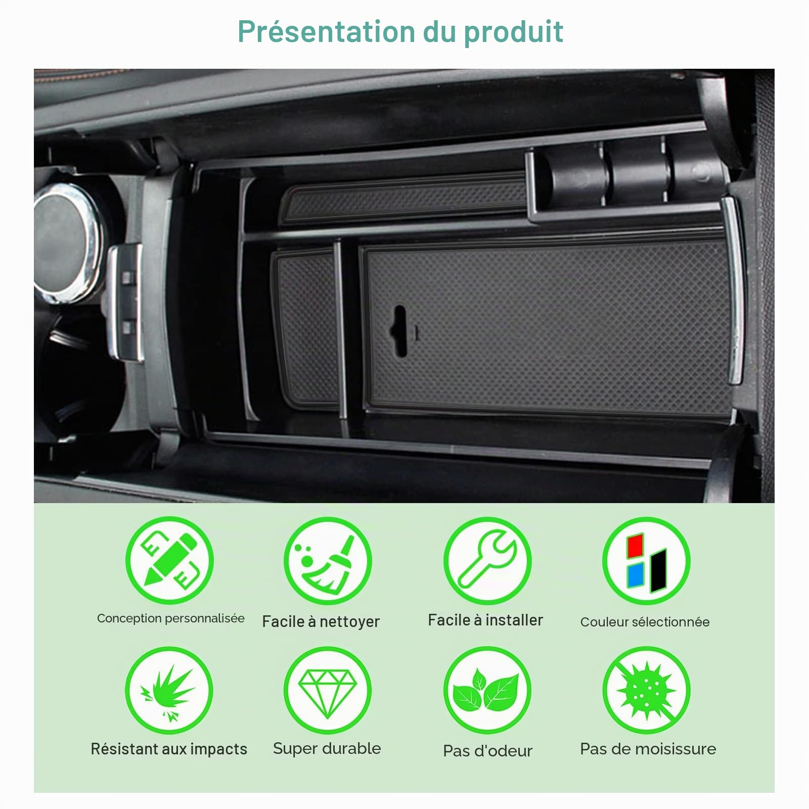 GAFAT DS7 Crossback/Facelift 2025 2026-2017 Boîte de Rangement Console Centrale, DS 7 Crossback 2025 Organisateur pour Accoudoirs, Compatible avec Citroen DS7 Crossback Accessoires