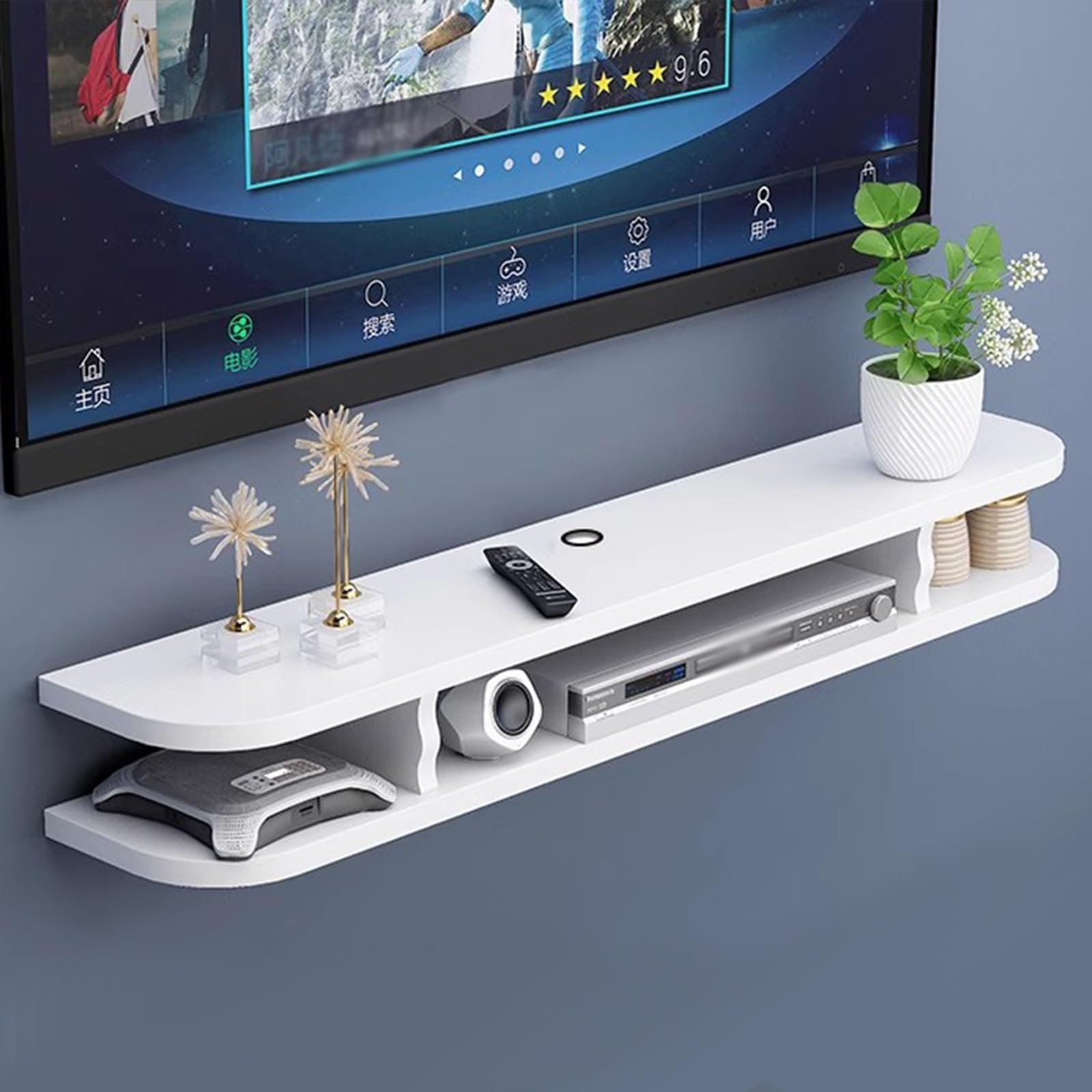 DFGHNBVC Tv Stand, Television Stands, Tv Stands For Living Room, Wood Tv Stand, Wall Mounted Entertainment Center, Floating Shelves Storage Cabinet, For Bedroom Livingroom,White-120Cm/47In