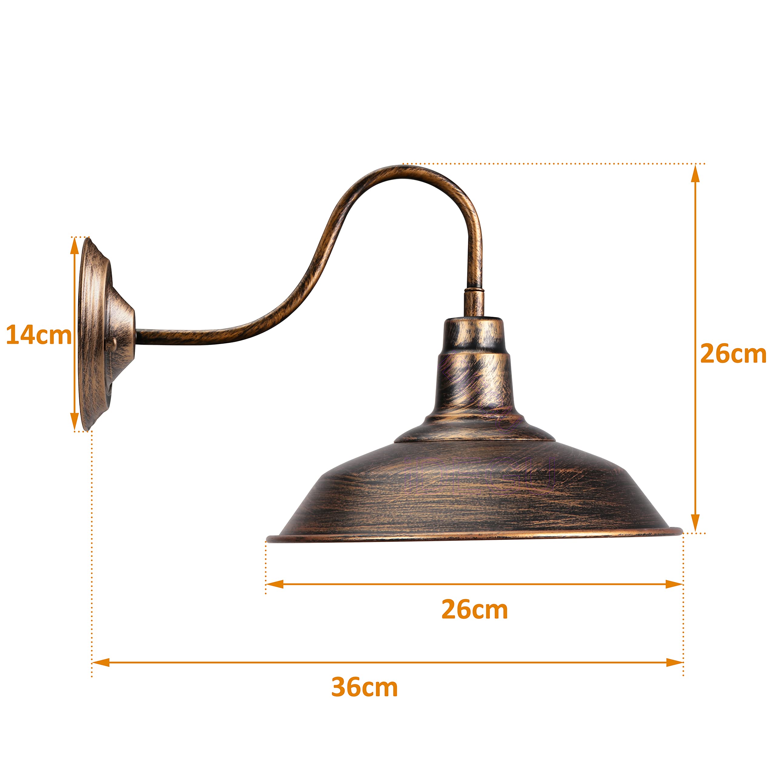 iDEGU 2 Stück Industrie Wandleuchten, 26cm Vintage Wandlampe Innen Retro Wandspot E27 Wandbeleuchtung Wandstrahler für Küche Wohnzimmer Flur Büro (Farbe: Bronze)